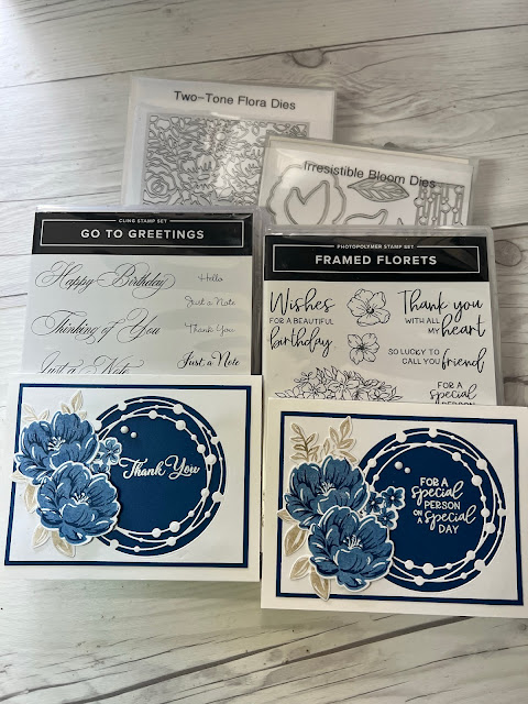 Stampin' Up! Stamps and Dies used to create floral greeting cards