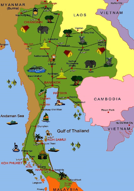 Таиланд карта достопримечательностей