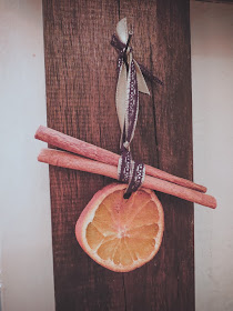 Orange and cinnamon stick decorations