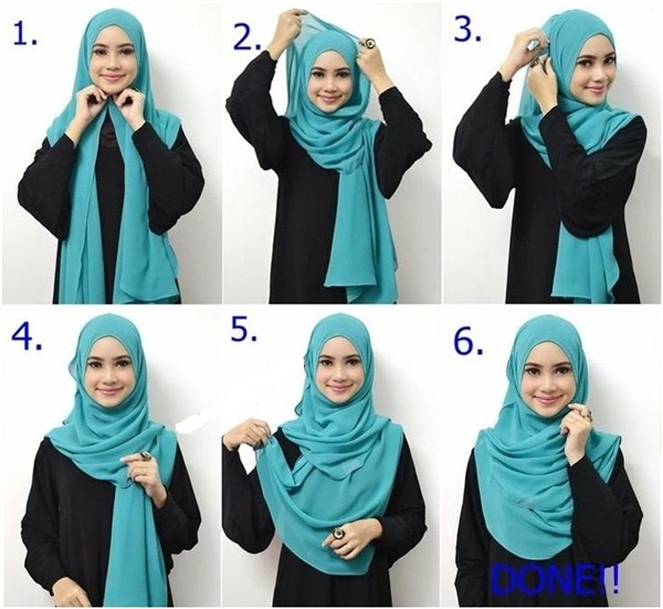 tutorial hijab segi empat untuk wajah bundar terbaru