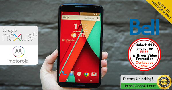 Factory Unlock Code Motorola Nexus 6 from Bell
