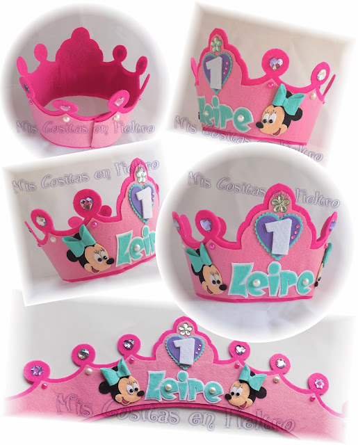 corona de cumpleaños, niños, corona de fieltro, fiesta, felt crown, coroa, feltro, aniversario, MINNIE, MINNIE MOUSE, DISNEY, MICKEY