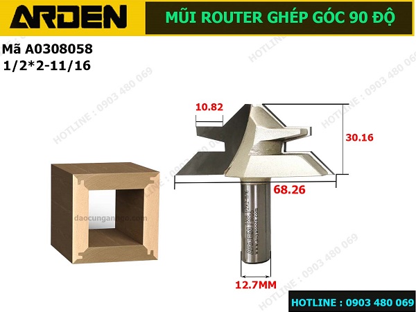 Mũi Router ghép góc 90 độ ARDEN A0308058