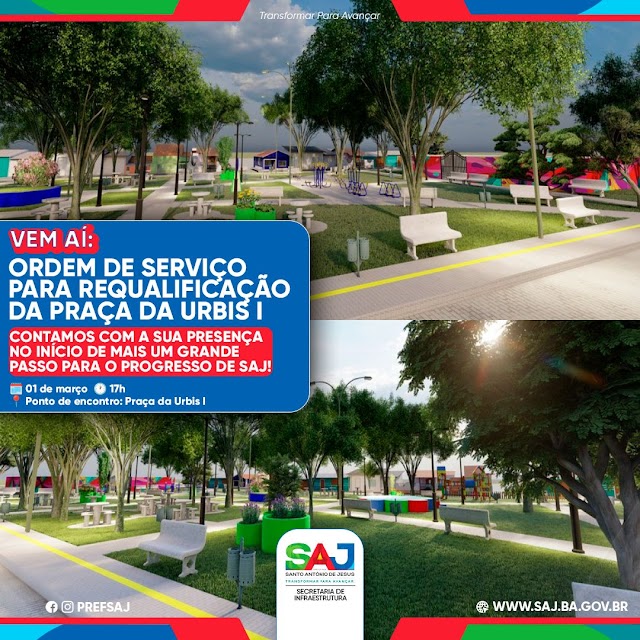 SAJ: Prefeitura realizará assinatura de ordem de serviço para requalificação da Praça da Urbis I 
