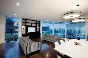 Modern living room with terrace exits 