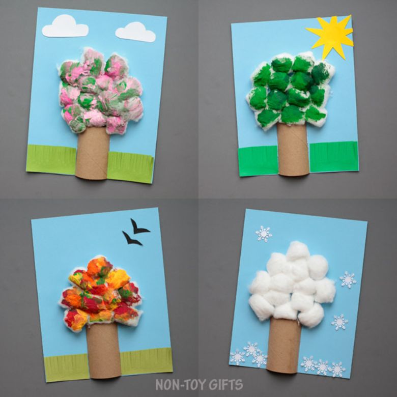 Four Seasons Tree Painting  Easy Art Project for Kids - Arty