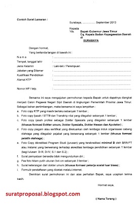 Contoh Surat Lamaran Kerja CPNS Terbaru