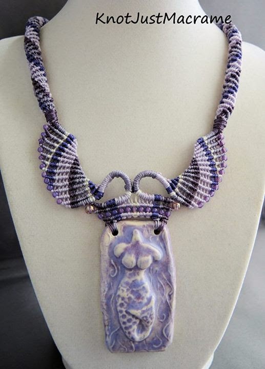 Knotted  micro macrame necklace by Sherri Stokey.