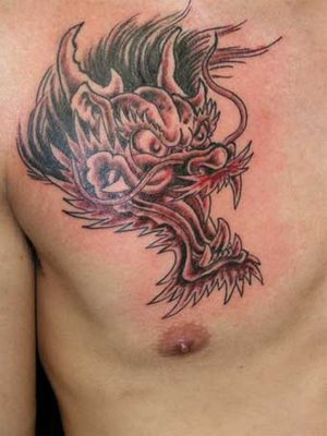Tribal Dragon Head Tattoos For Men 