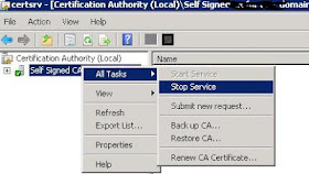 Windows 2008 Microsoft Directory Certificate Service - Service stop and start
