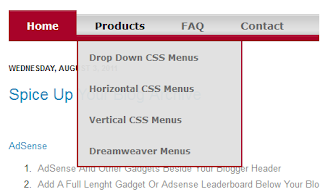 drop down menu blogger