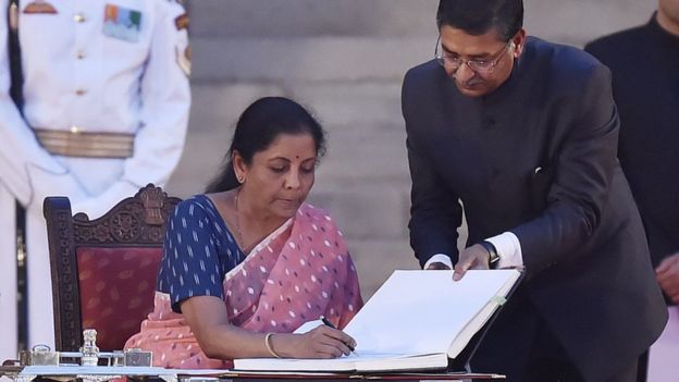 Finance Minister Nirmala Sitharaman was sworn in on Thursday