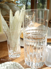 Thanksgiving gold and white table setting with sale crystal glasses