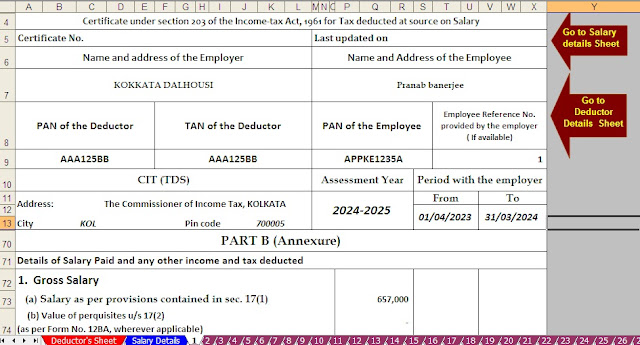 Download Auto Calculate 50 Employees Master of Form 16 Part B