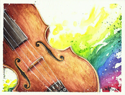 Violin watercolor drawing