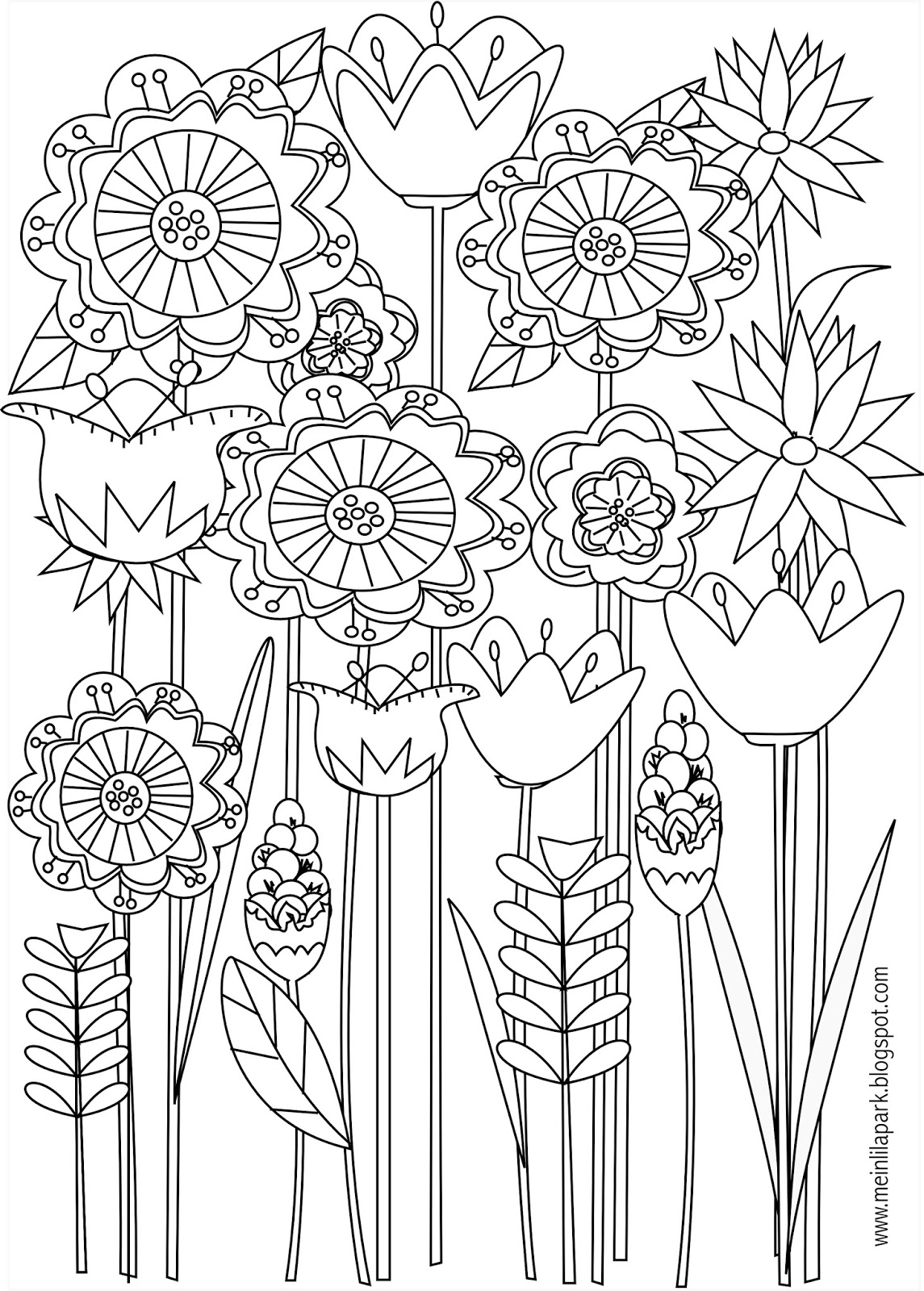 Download Free printable floral coloring page - ausdruckbare ...
