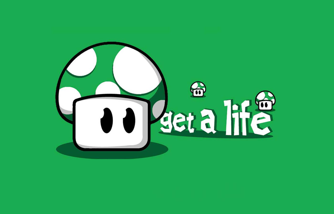 Get A Life 1Up Green Mushroom HD Wallpapers | Epic Desktop Backgrounds