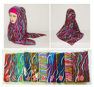 jilbab segiempat katun cantik motif zebra