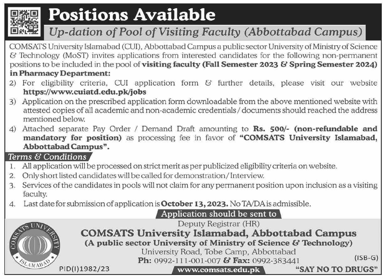 Comsats University Education Jobs In Abbottabad 2023