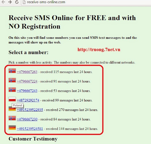 Top 10  dịch vụ nhận tin nhắn SMS free Online