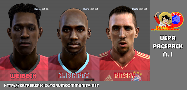 Danny Welbeck, Alou Diarra e Franck Ribéry Faces - PES 2013