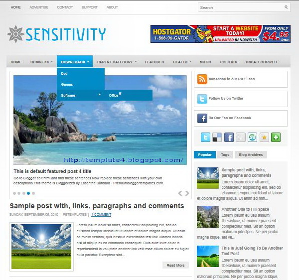 Sensitivity Blogger Template