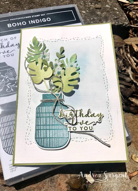 Old Olive Stitched with Whimsy Boho Indigo Stampin Up card, Andrea Sargent, Independent Stampin' Up! Demonstrator, Valley Inspirations, Adelaide foothills, Australia