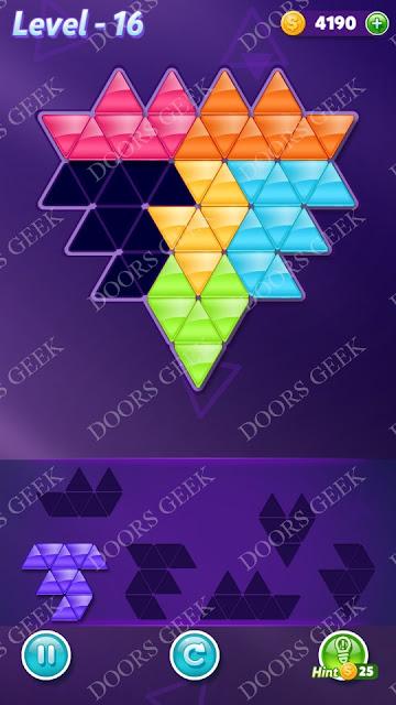 Block! Triangle Puzzle Advanced Level 16 Solution, Cheats, Walkthrough for Android, iPhone, iPad and iPod