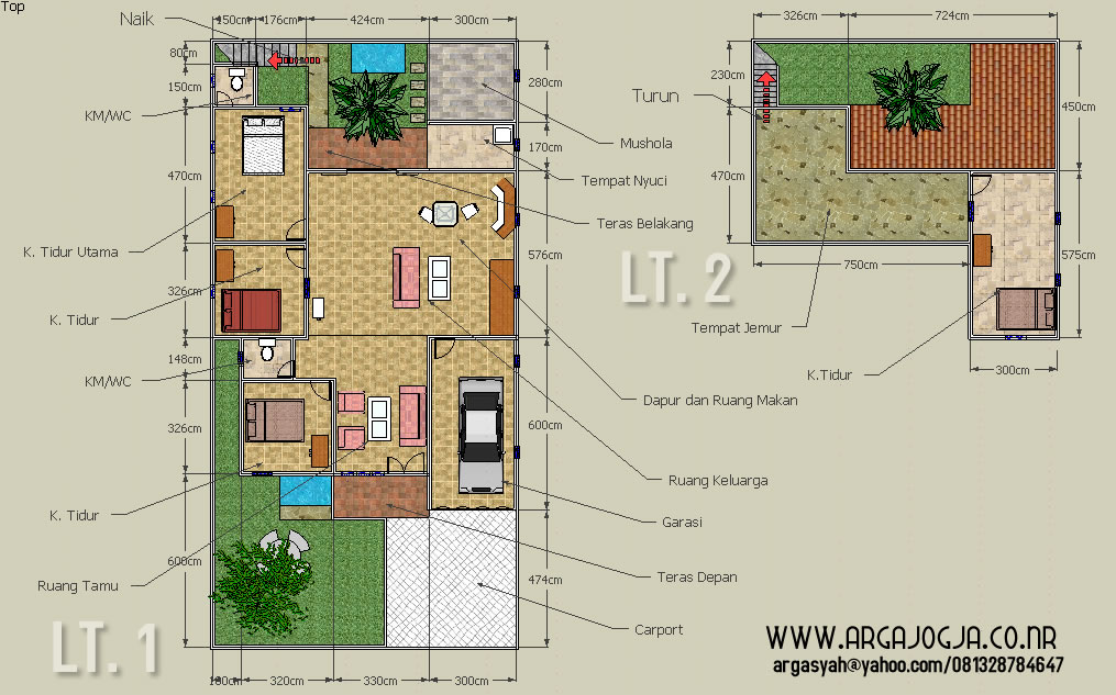 Denah Rumah 2 Lantai Lebar 8 Meter [2017]