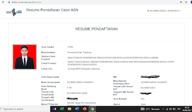 Resume Pendaftaran Calon ASN