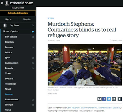 Murdoch Stephens refugee crisis New Zealand Herald on John Roughan