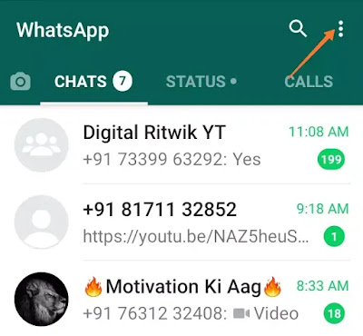 WhatsApp Three Dotte