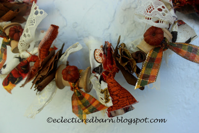 Eclectic Red Barn:Tiny pumpkins glued to fall Garland