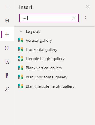 Gallery Control Types: Vertical Horizontal, Blank, Flexible