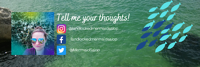 Banner showing the social media handles for Landlocked Mermaid