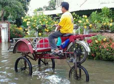 becak roda tingkat anti banjir