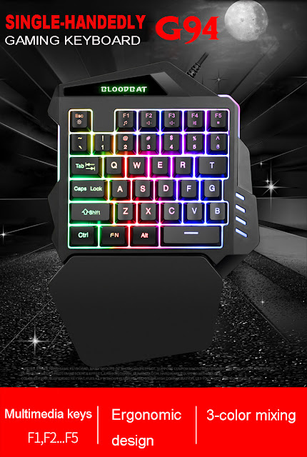 G94 35Keys Mini USB Wired Gaming Keyboard With 3 colors LED Backlight One-handed Keypads for Computer Desktop Laptop Phone 
