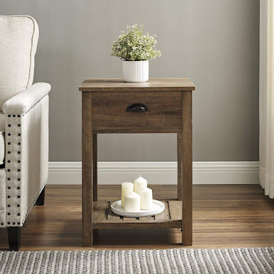 One Drawer Farmhouse Square Accent Table Design