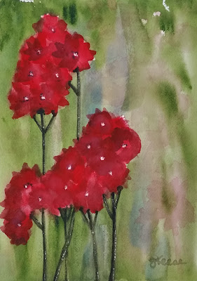 Loose Red Flowers - Watercolor - JKeese