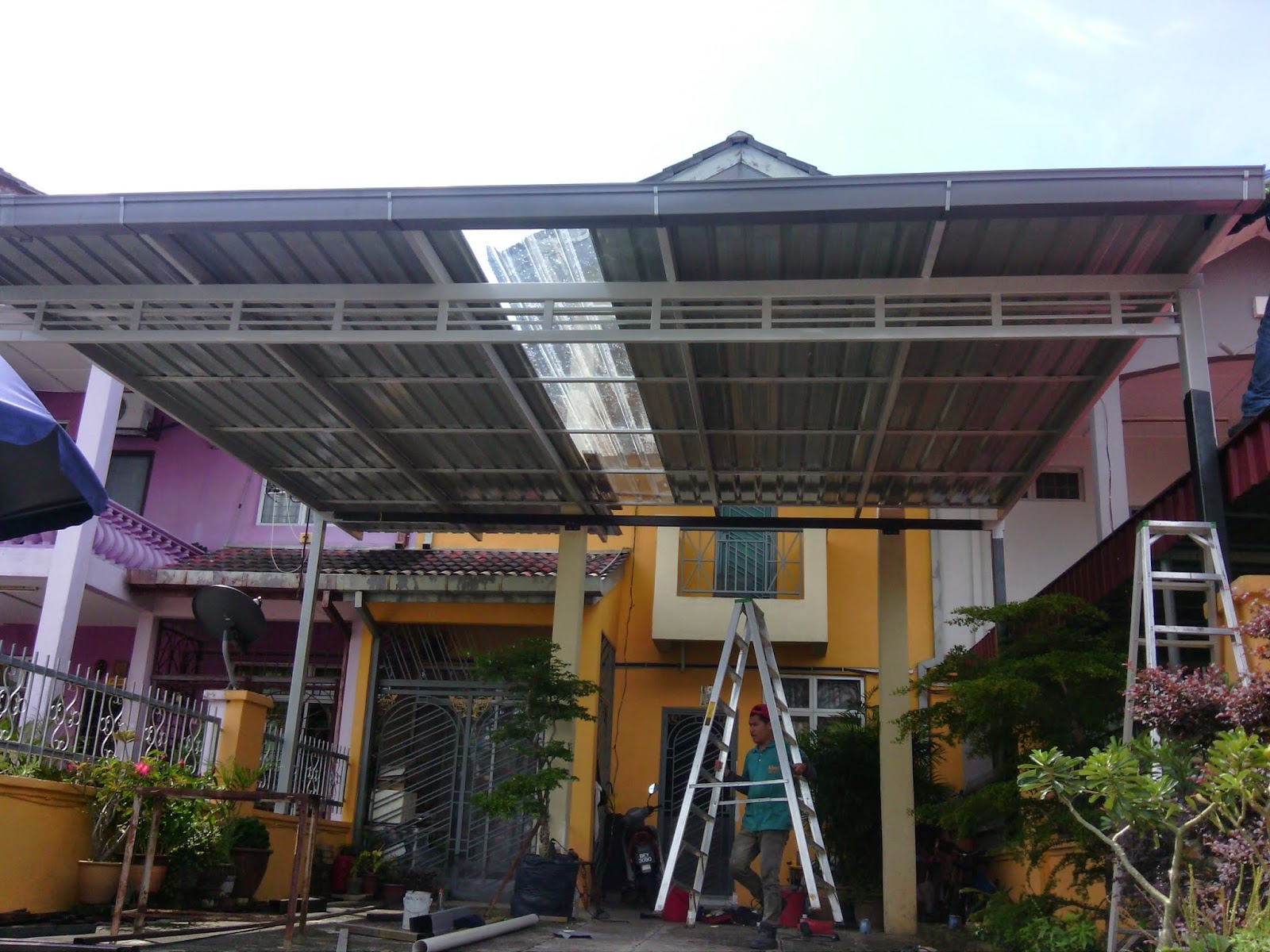 AWNING PAGOLA DAN GRILL : DESA ANGGERIK-MEMASANG SET 