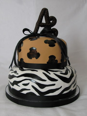 on an animal print cake