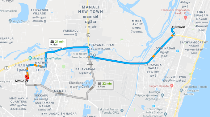 Ernavur - Mathur MMDA -  Share Auto Routes – Chennai
