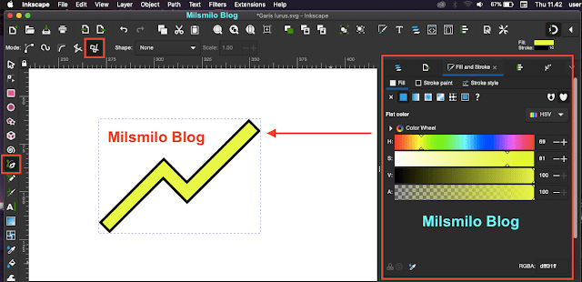 Cara membuat garis lurus di inkscape dengan bezier tool inkscape, membuat objek dengan garis lurus menggunakan inkscape
