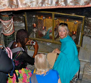 Pat at Chapel of the Manger   Touching Where Jesus Was Born   - Bethlehem, Palestinian Authority (PA)