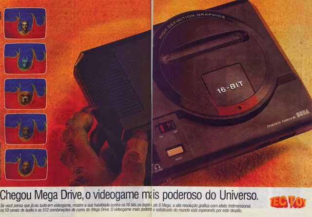 Propaganda do lançamento do Mega Drive (Sega / Tec Toy) em 1990.