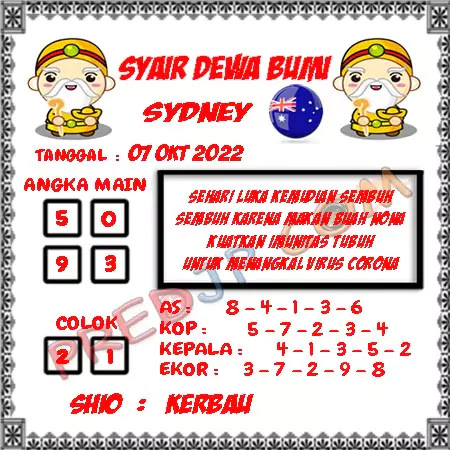 Prediksi Dewa Bumi Sdy Jumat 07-Okt-2022