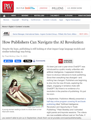 screenshot of Publishers Weekly article "How Publishers Can Navigate the AI Revolution"
