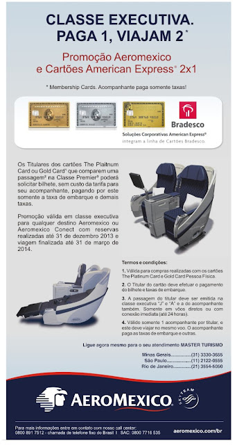 Promoção Aeromexico e Cartões American Express