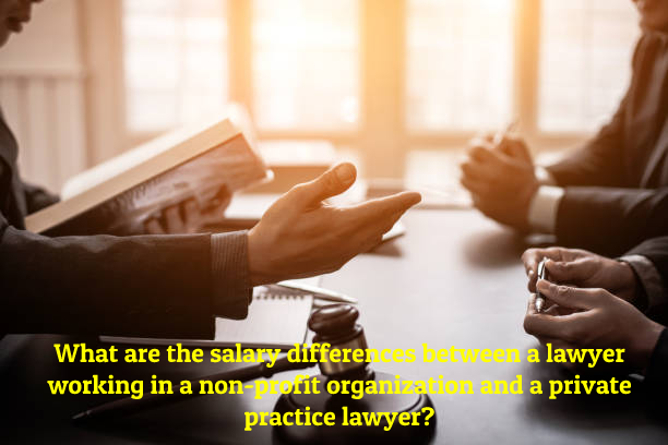 What are the salary differences between a lawyer working in a non-profit organization and a private practice lawyer?