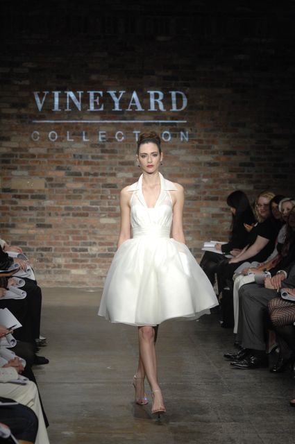 This halter dress would be great for a shortdress bride or as a reception